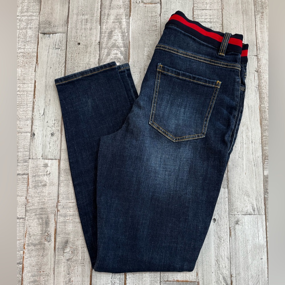 CAbi Men's Dark Blue Slim Jeans with Red Accent